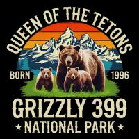 Bear Lovers Queen Of The Tetons Grizzly 399 National Park Drawstring Bag