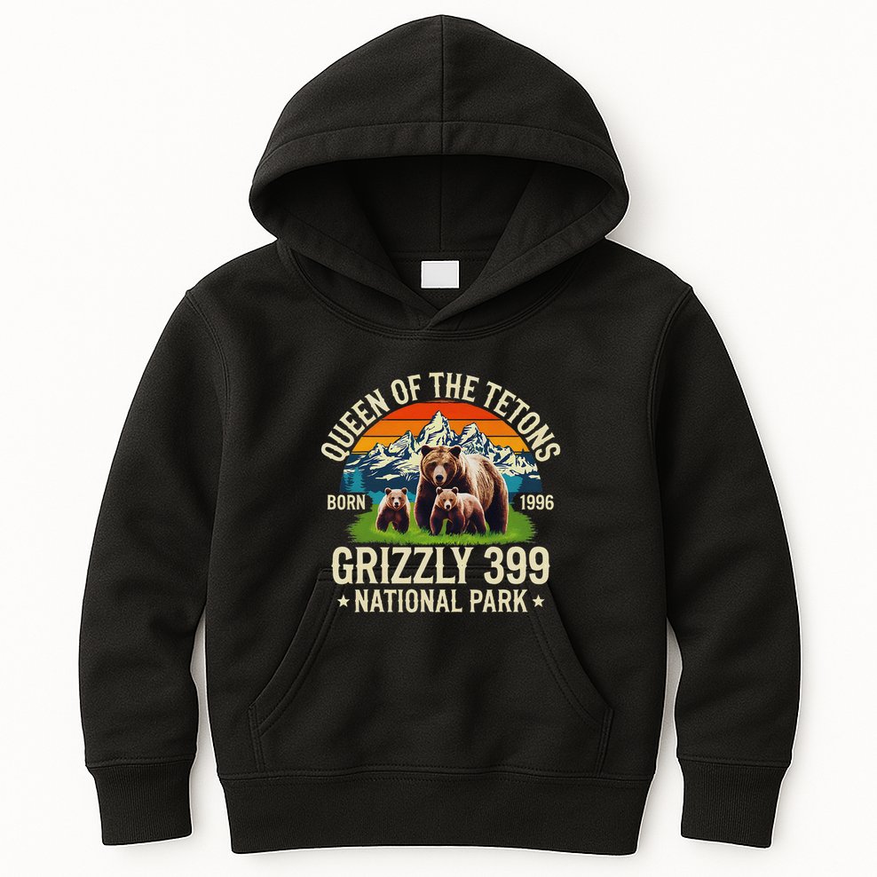 Bear Lovers Queen Of The Tetons Grizzly 399 National Park Kids Hoodie
