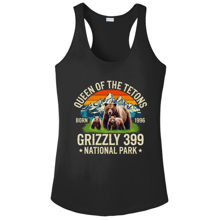 Bear Lovers Queen Of The Tetons Grizzly 399 National Park Ladies PosiCharge Competitor Racerback Tank