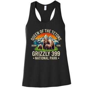 Bear Lovers Queen Of The Tetons Grizzly 399 National Park Women's Racerback Tank