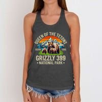 Bear Lovers Queen Of The Tetons Grizzly 399 National Park Women's Knotted Racerback Tank