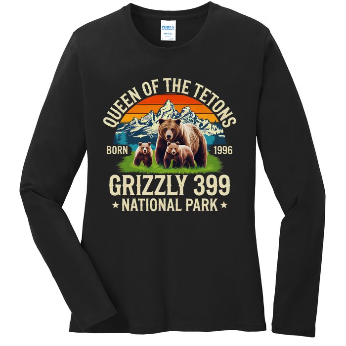 Bear Lovers Queen Of The Tetons Grizzly 399 National Park Ladies Long Sleeve Shirt