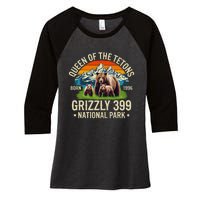 Bear Lovers Queen Of The Tetons Grizzly 399 National Park Women's Tri-Blend 3/4-Sleeve Raglan Shirt