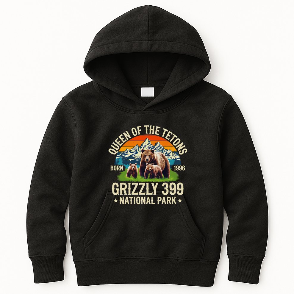 Bear Lovers Queen Of The Tetons Grizzly 399 National Park Kids Hoodie