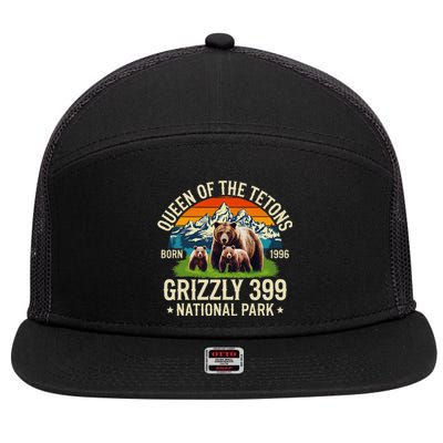 Bear Lovers Queen Of The Tetons Grizzly 399 National Park 7 Panel Mesh Trucker Snapback Hat