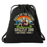 Bear Lovers Queen Of The Tetons Grizzly 399 National Park Drawstring Bag