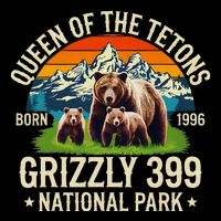 Bear Lovers Queen Of The Tetons Grizzly 399 National Park Drawstring Bag