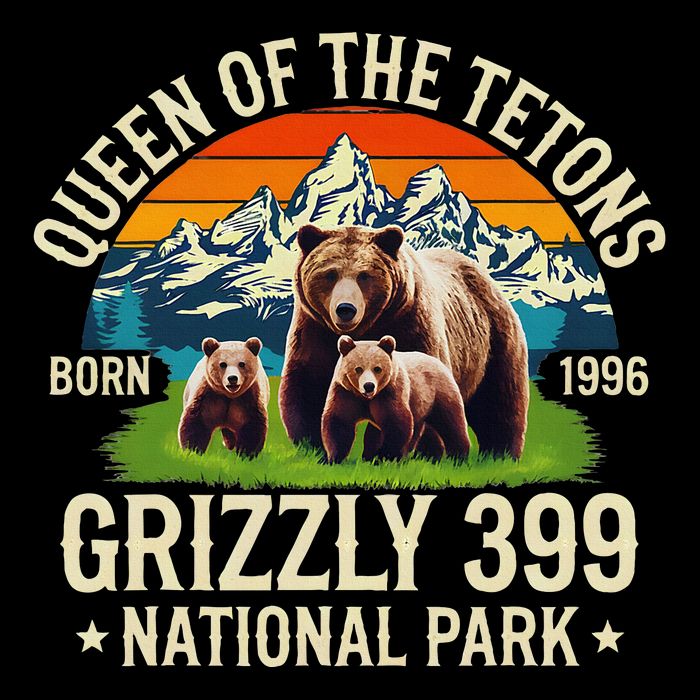 Bear Lovers Queen Of The Tetons Grizzly 399 National Park Drawstring Bag