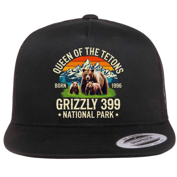 Bear Lovers Queen Of The Tetons Grizzly 399 National Park Flat Bill Trucker Hat