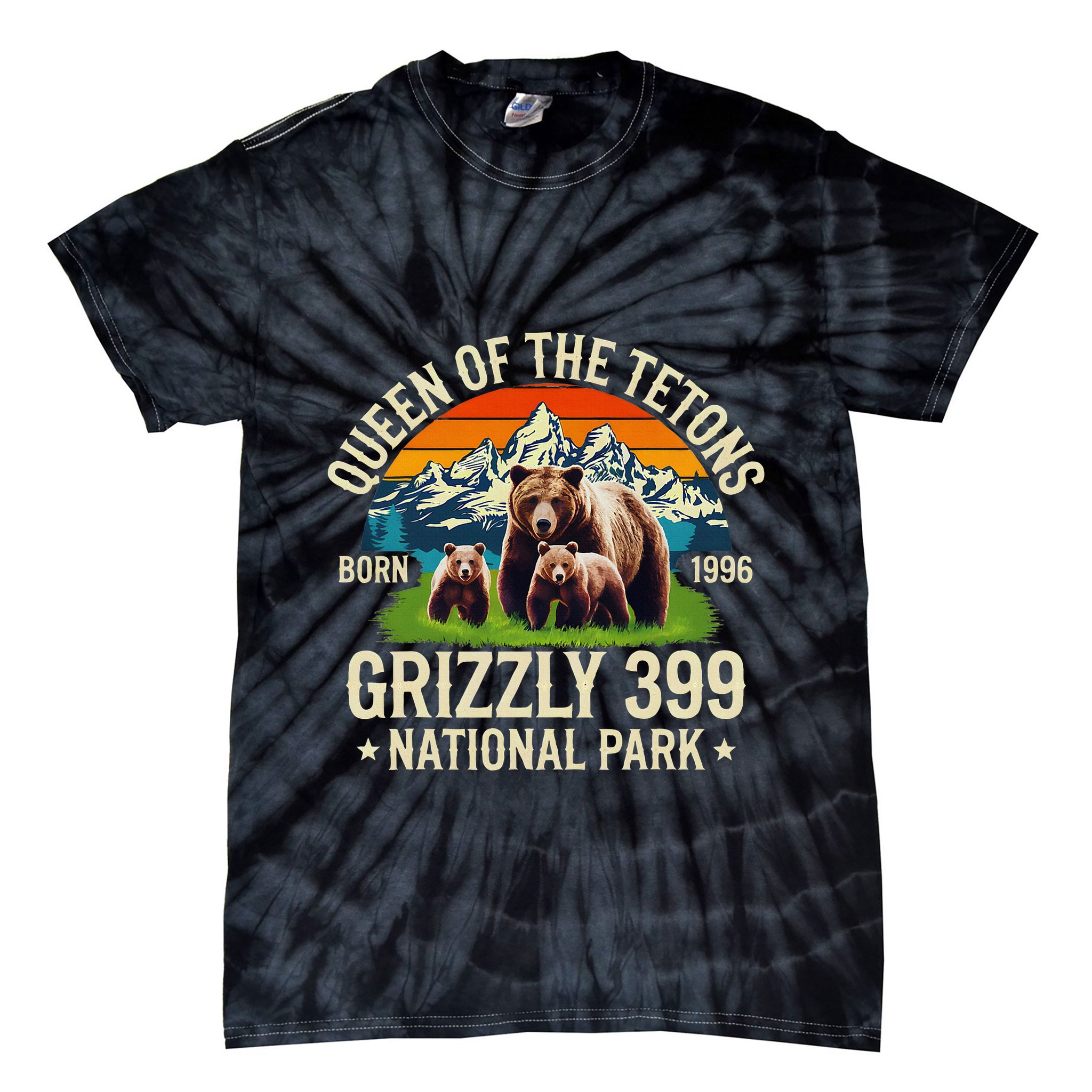 Bear Lovers Queen Of The Tetons Grizzly 399 National Park Tie-Dye T-Shirt