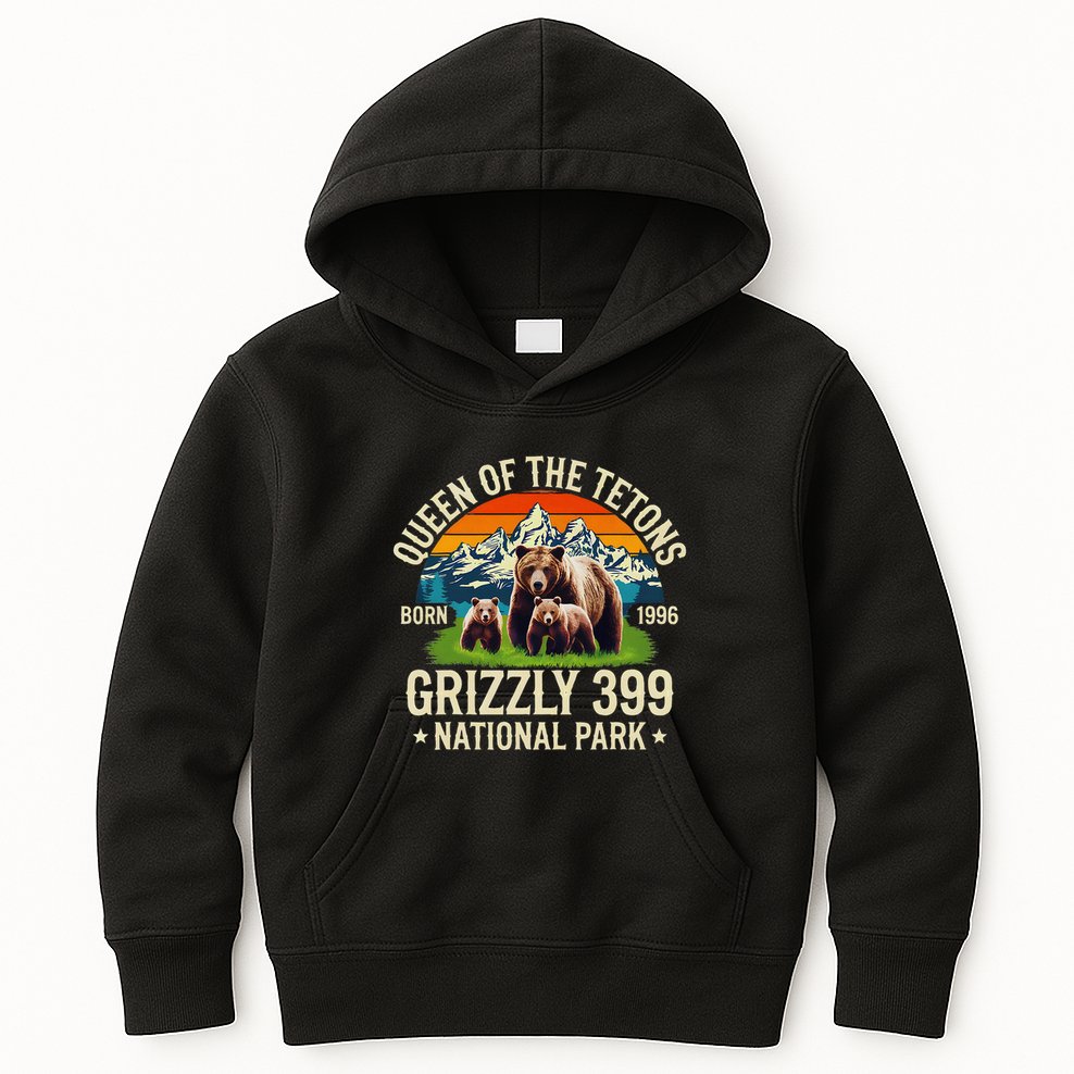 Bear Lovers Queen Of The Tetons Grizzly 399 National Park Kids Hoodie
