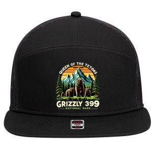 Bear Lovers Queen Of The Tetons Grizzly 399 National Park 7 Panel Mesh Trucker Snapback Hat