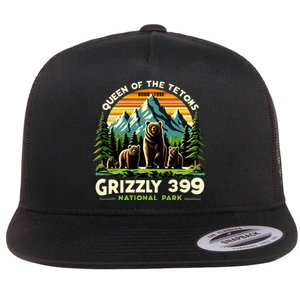 Bear Lovers Queen Of The Tetons Grizzly 399 National Park Flat Bill Trucker Hat