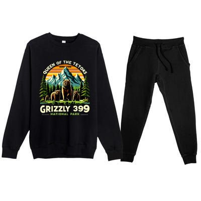 Bear Lovers Queen Of The Tetons Grizzly 399 National Park Premium Crewneck Sweatsuit Set