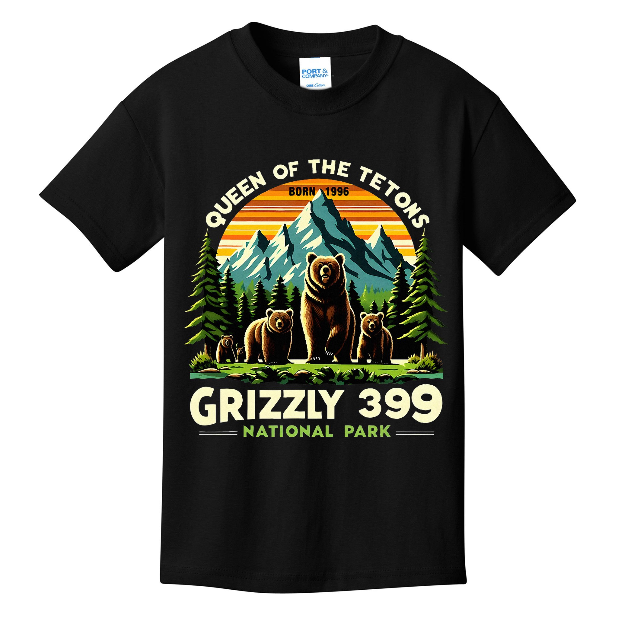 Bear Lovers Queen Of The Tetons Grizzly 399 National Park Kids T-Shirt