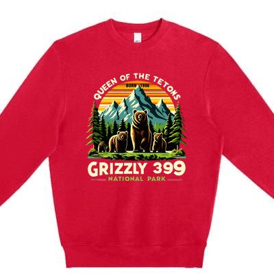 Bear Lovers Queen Of The Tetons Grizzly 399 National Park Premium Crewneck Sweatshirt