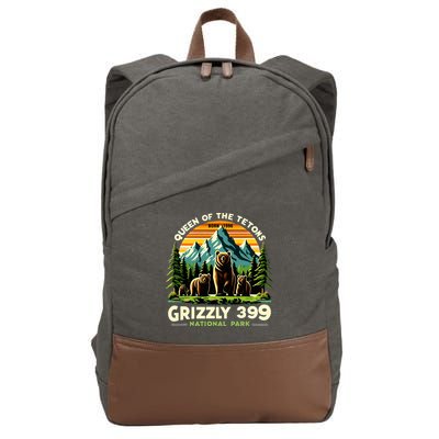 Bear Lovers Queen Of The Tetons Grizzly 399 National Park Cotton Canvas Backpack