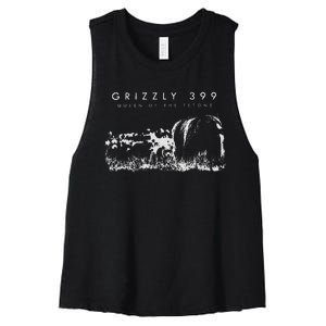 Bear Lovers Queen Of The Tetons Grizzly 399 National Park Women's Racerback Cropped Tank