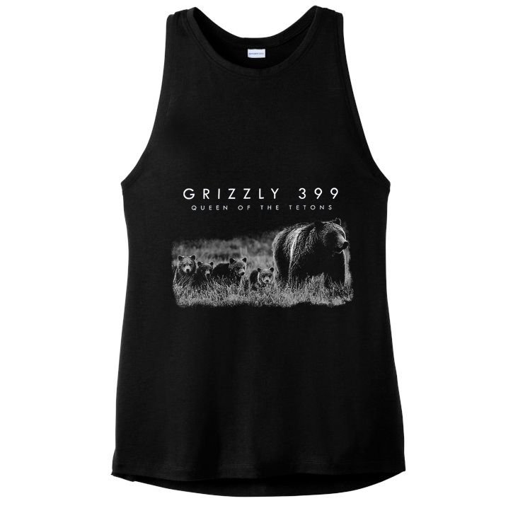 Bear Lovers Queen Of The Tetons Grizzly 399 National Park Ladies PosiCharge Tri-Blend Wicking Tank