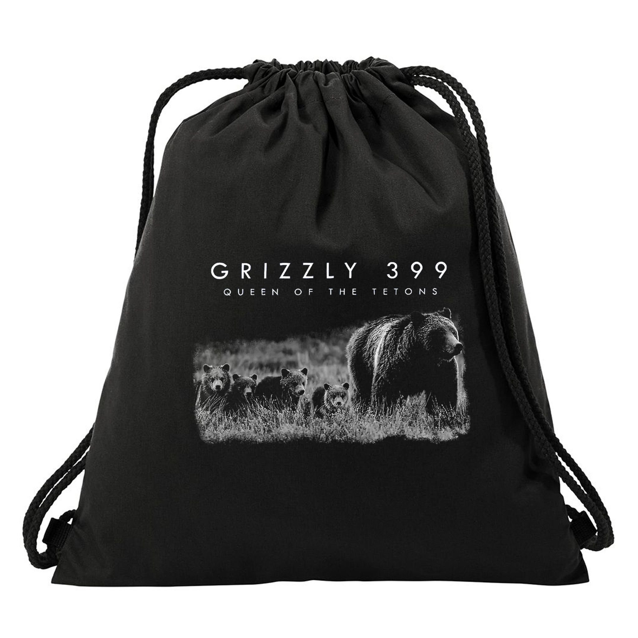Bear Lovers Queen Of The Tetons Grizzly 399 National Park Drawstring Bag