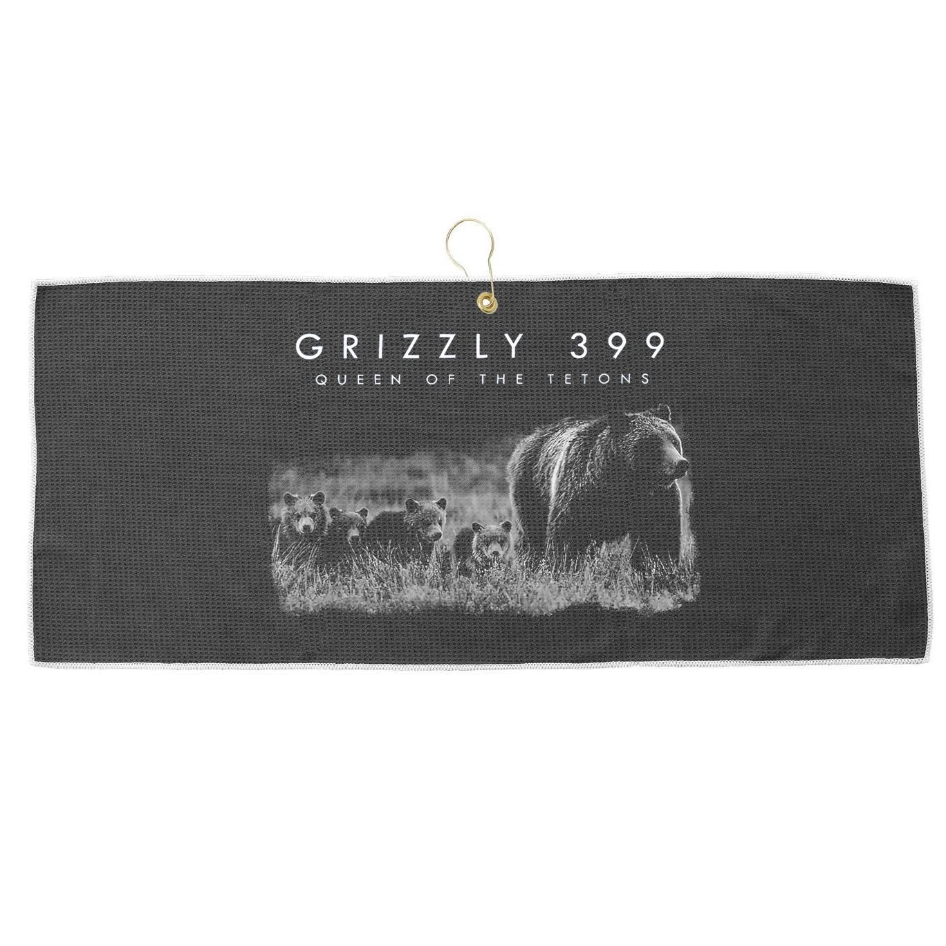 Bear Lovers Queen Of The Tetons Grizzly 399 National Park Large Microfiber Waffle Golf Towel