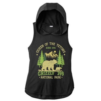 Bear Lovers Queen Of The Tetons Grizzly 399 National Park Ladies PosiCharge Tri-Blend Wicking Draft Hoodie Tank