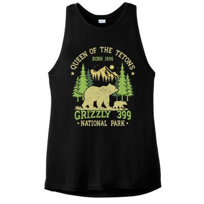 Bear Lovers Queen Of The Tetons Grizzly 399 National Park Ladies PosiCharge Tri-Blend Wicking Tank