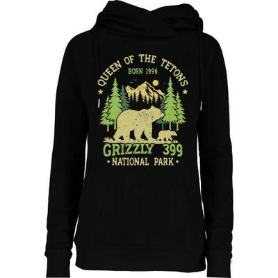 Bear Lovers Queen Of The Tetons Grizzly 399 National Park Womens Funnel Neck Pullover Hood