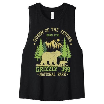 Bear Lovers Queen Of The Tetons Grizzly 399 National Park Women's Racerback Cropped Tank