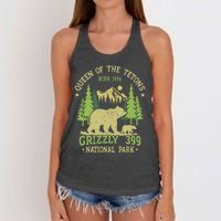 Bear Lovers Queen Of The Tetons Grizzly 399 National Park Women's Knotted Racerback Tank