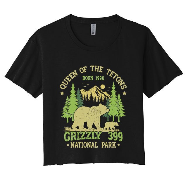 Bear Lovers Queen Of The Tetons Grizzly 399 National Park Crop Top