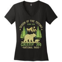 Bear Lovers Queen Of The Tetons Grizzly 399 National Park Women's V-Neck T-Shirt