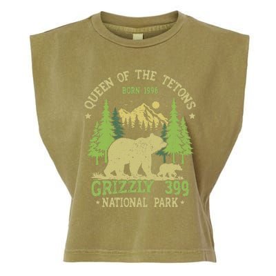 Bear Lovers Queen Of The Tetons Grizzly 399 National Park Garment-Dyed Women's Muscle Tee