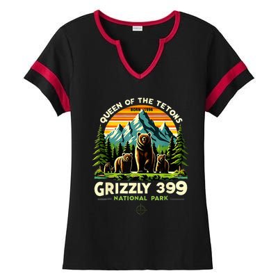 Bear Lovers Queen Of The Tetons Grizzly 399 National Park Ladies Halftime Notch Neck Tee