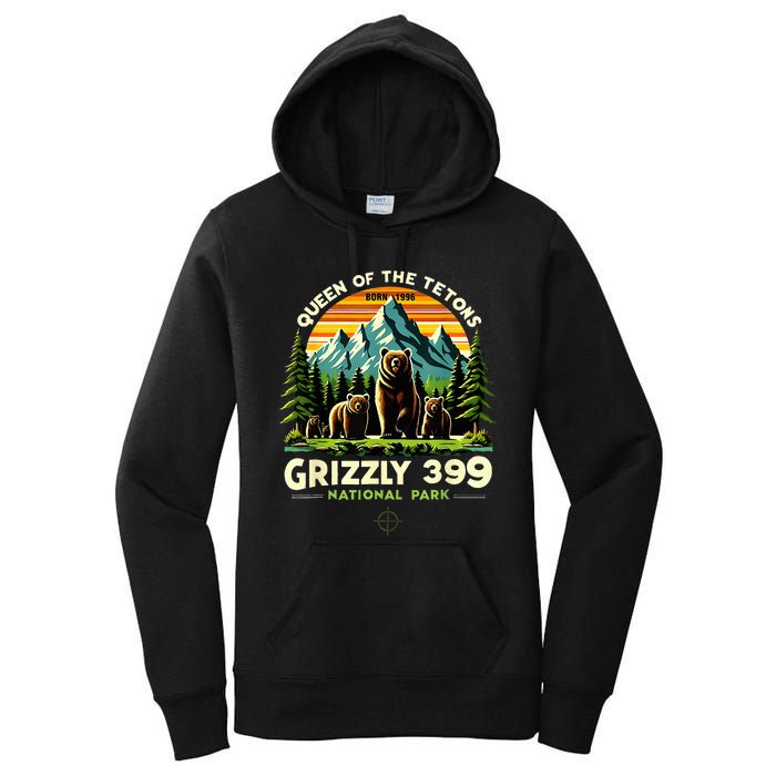 Bear Lovers Queen Of The Tetons Grizzly 399 National Park Women's Pullover Hoodie