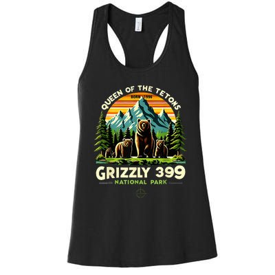 Bear Lovers Queen Of The Tetons Grizzly 399 National Park Women's Racerback Tank