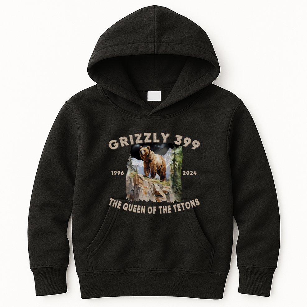 Bear Lovers Queen Of The Tetons Grizzly 399 National Park Kids Hoodie