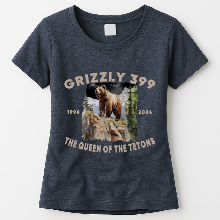 Bear Lovers Queen Of The Tetons Grizzly 399 National Park Womens T-Shirt