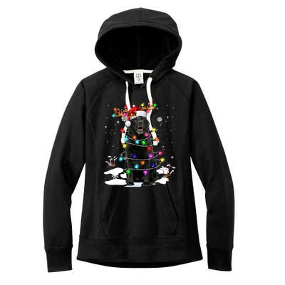 Black Labrador Retriever Christmas Dog Reindeer Santa Xmas Funny Gift Women's Fleece Hoodie