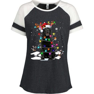 Black Labrador Retriever Christmas Dog Reindeer Santa Xmas Funny Gift Enza Ladies Jersey Colorblock Tee