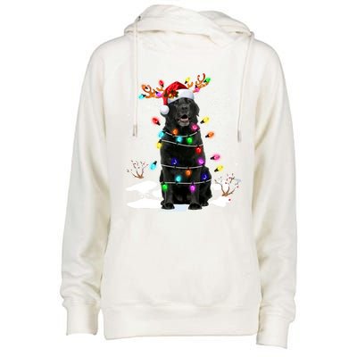 Black Labrador Retriever Christmas Dog Reindeer Santa Xmas Funny Gift Womens Funnel Neck Pullover Hood