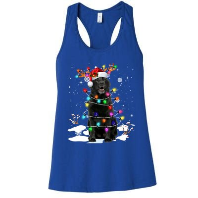 Black Labrador Retriever Christmas Dog Reindeer Santa Xmas Funny Gift Women's Racerback Tank