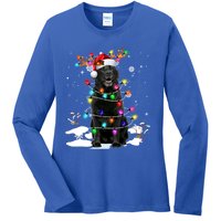 Black Labrador Retriever Christmas Dog Reindeer Santa Xmas Funny Gift Ladies Long Sleeve Shirt