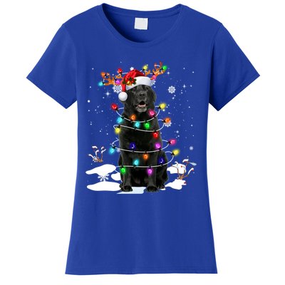 Black Labrador Retriever Christmas Dog Reindeer Santa Xmas Funny Gift Women's T-Shirt