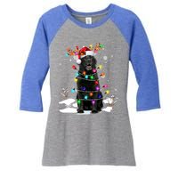 Black Labrador Retriever Christmas Dog Reindeer Santa Xmas Funny Gift Women's Tri-Blend 3/4-Sleeve Raglan Shirt