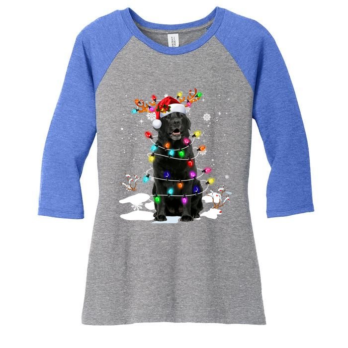 Black Labrador Retriever Christmas Dog Reindeer Santa Xmas Funny Gift Women's Tri-Blend 3/4-Sleeve Raglan Shirt