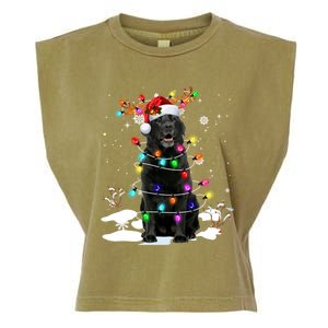 Black Labrador Retriever Christmas Dog Reindeer Santa Xmas Funny Gift Garment-Dyed Women's Muscle Tee