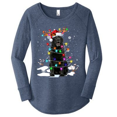 Black Labrador Retriever Christmas Dog Reindeer Santa Xmas Funny Gift Women's Perfect Tri Tunic Long Sleeve Shirt