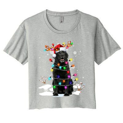 Black Labrador Retriever Christmas Dog Reindeer Santa Xmas Funny Gift Women's Crop Top Tee