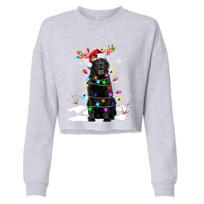 Black Labrador Retriever Christmas Dog Reindeer Santa Xmas Funny Gift Cropped Pullover Crew